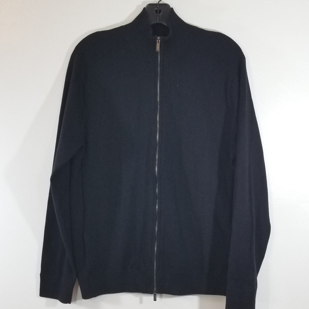 Armani Collezioni Mens Black Zipup Knit Sweater size Meduim